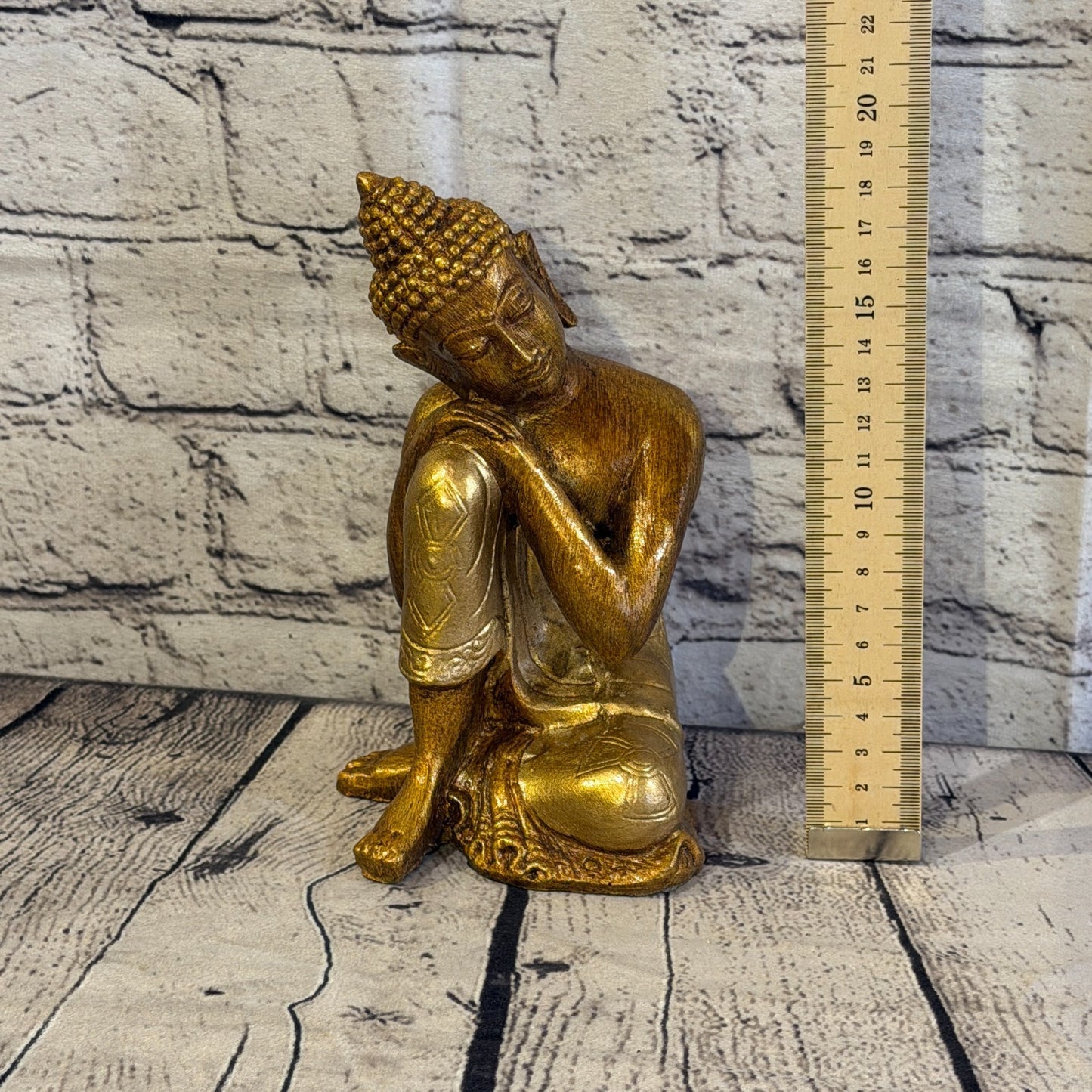 Bronze & Bronze 20cm x 10cm Thai Kneeling Buddha Sitting  Statue Resin Hindu5