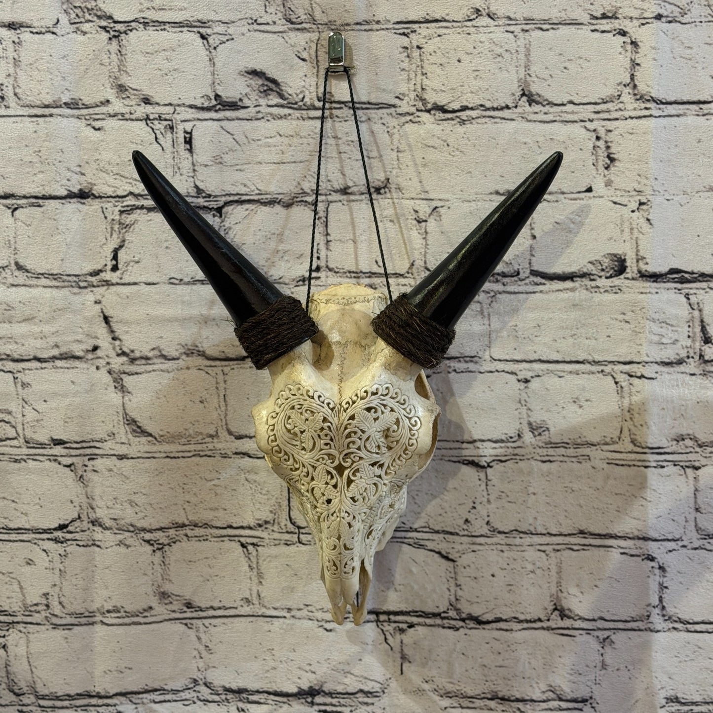 30cm Carved Buffalo Ram Wild Replica Skulls Wall Hanging Carved Stand Design 22