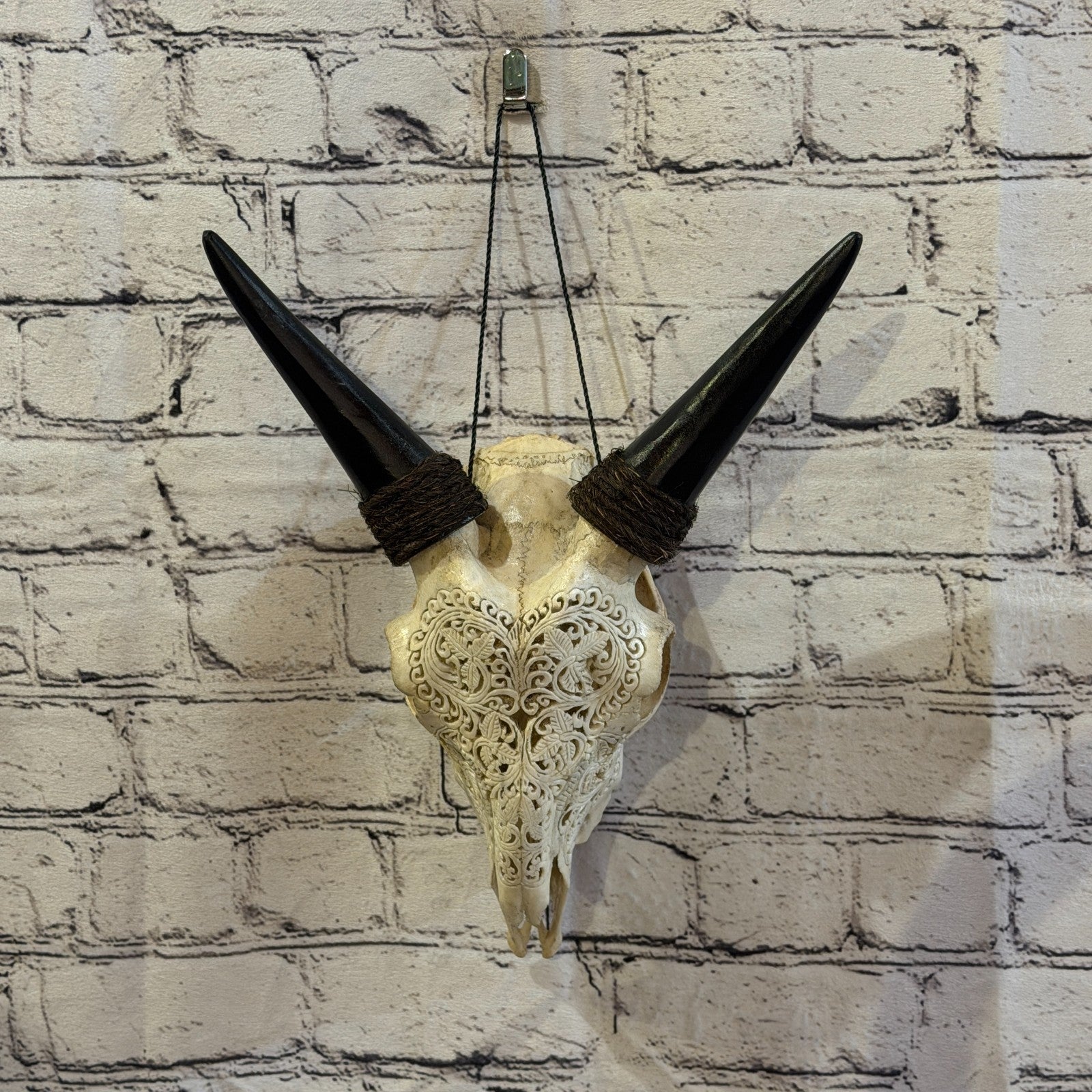 30cm Carved Buffalo Ram Wild Replica Skulls Wall Hanging Carved Stand Design 22