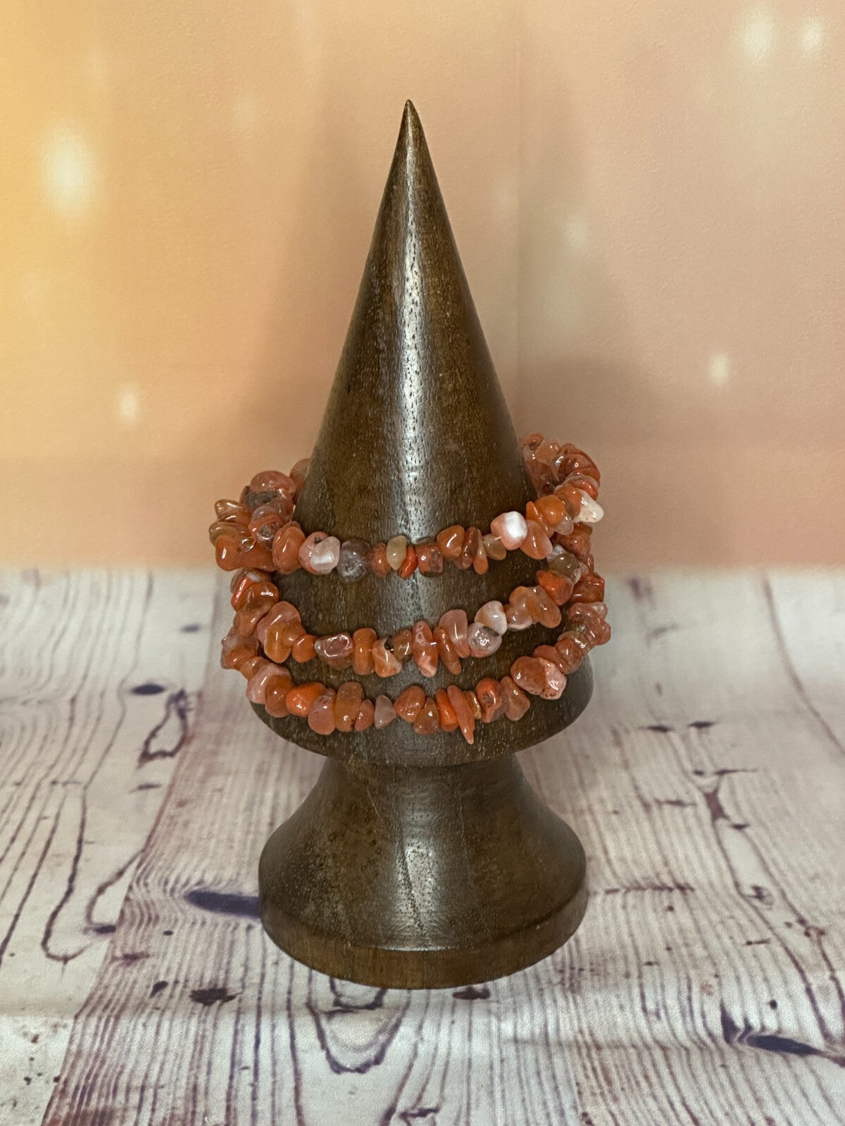 Carnelian Semi Precious Stone Chip Memory Wire Bracelets For A Adult Wrist0