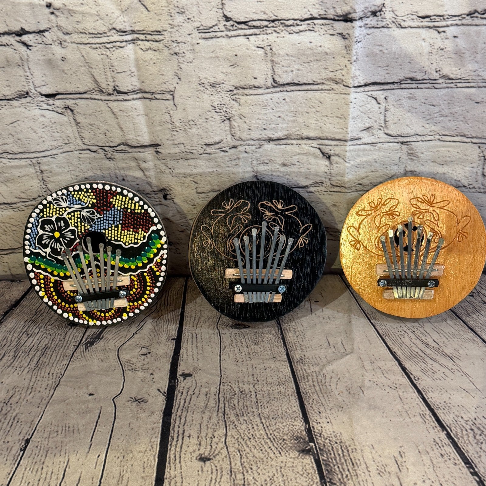 7 Key Karimba Kalimba Thumb Piano Painted Dotwork Coconut Handmade Fairtrade4