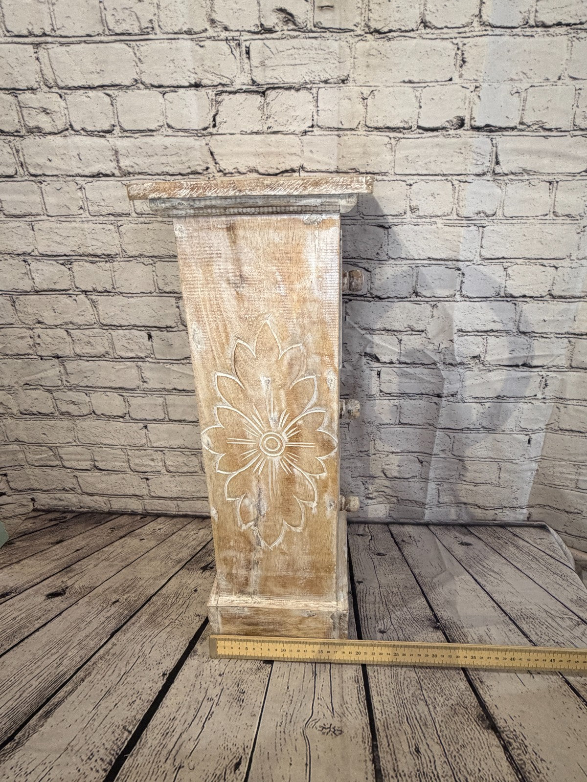 60cm x 25cm White 3 Draw Pillar Wooden Side Cabinet Living Storage Furniture9