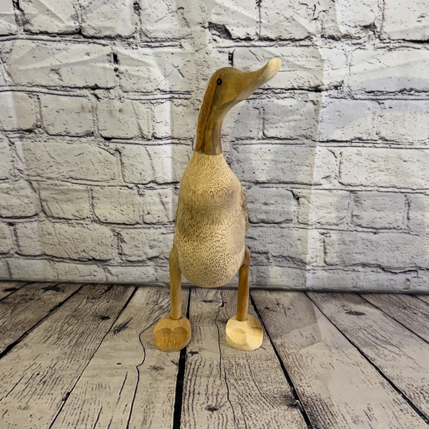 Looking Left 30cm Tall Wooden Smooth Duckling Baby Duck Bamboo Root Fairtrade1
