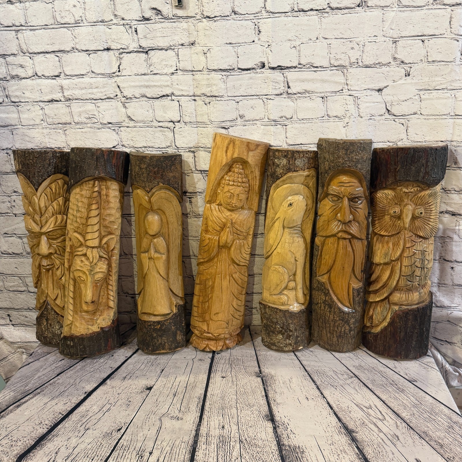 Thai Buddha 80cm Hand Carved Wizard Tree Trunk Wood Fairtrade6