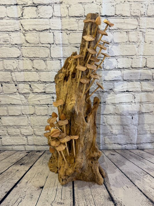 65cm Tall Plain Mushroom Parasite Ornament Natural Carving Fairtrade Wooden0