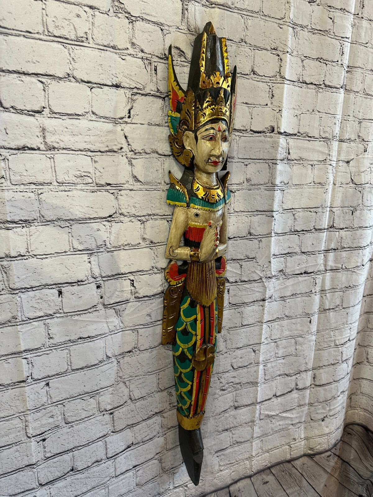 Plain Antique Colour Sita Dewi Bali Rice Goddess Wings Mermaid Wood 100cm Pair1