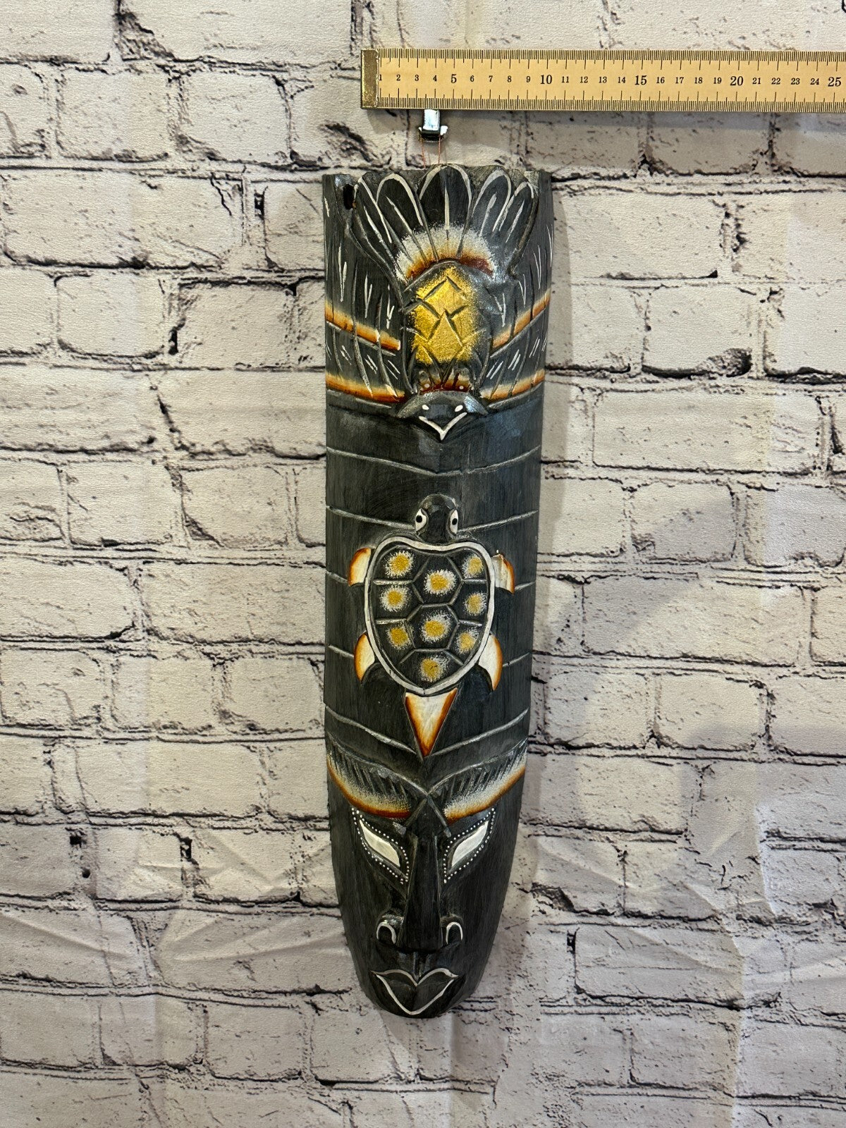 50cm Dark Grey Turtle Hand Carved Fair Trade Wooden Animal Wall Art Hang Mask4