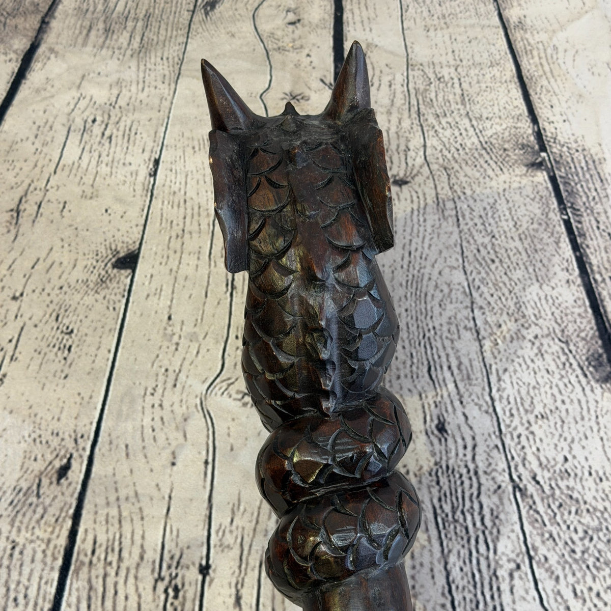 Dragon Head 140cm Tribal African Walking Stick Staff Cane Hand Carved Dark Wood7