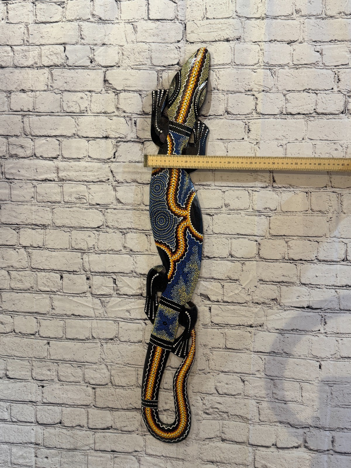 100cm Gecko Carved Wooden Dot Painted Ethnic Tribal Tiki Wall Art No 5 New3