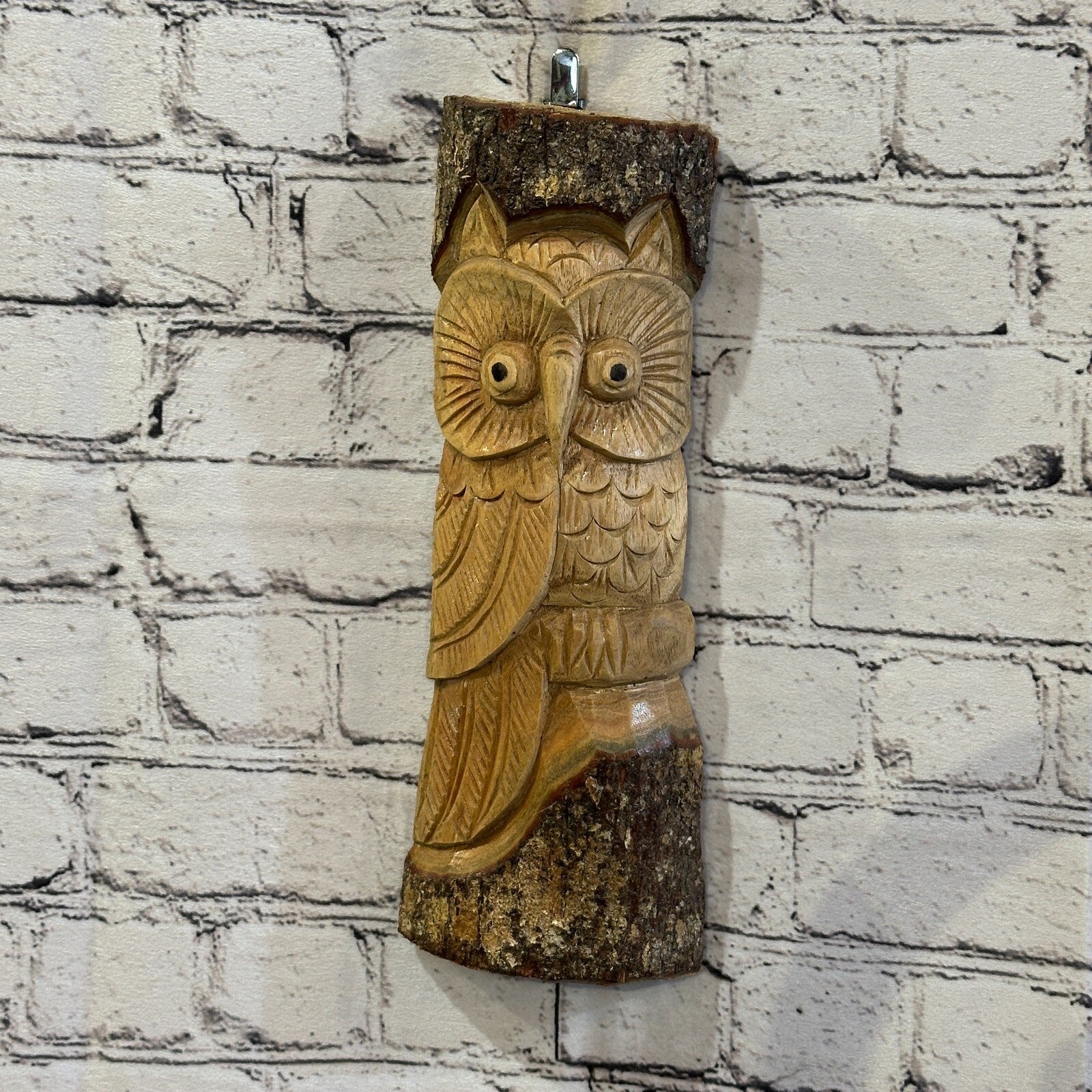 Barn Owl Of The Woods 30cm Hand Carved Wizard Tree Trunk Wood Fairtrade2