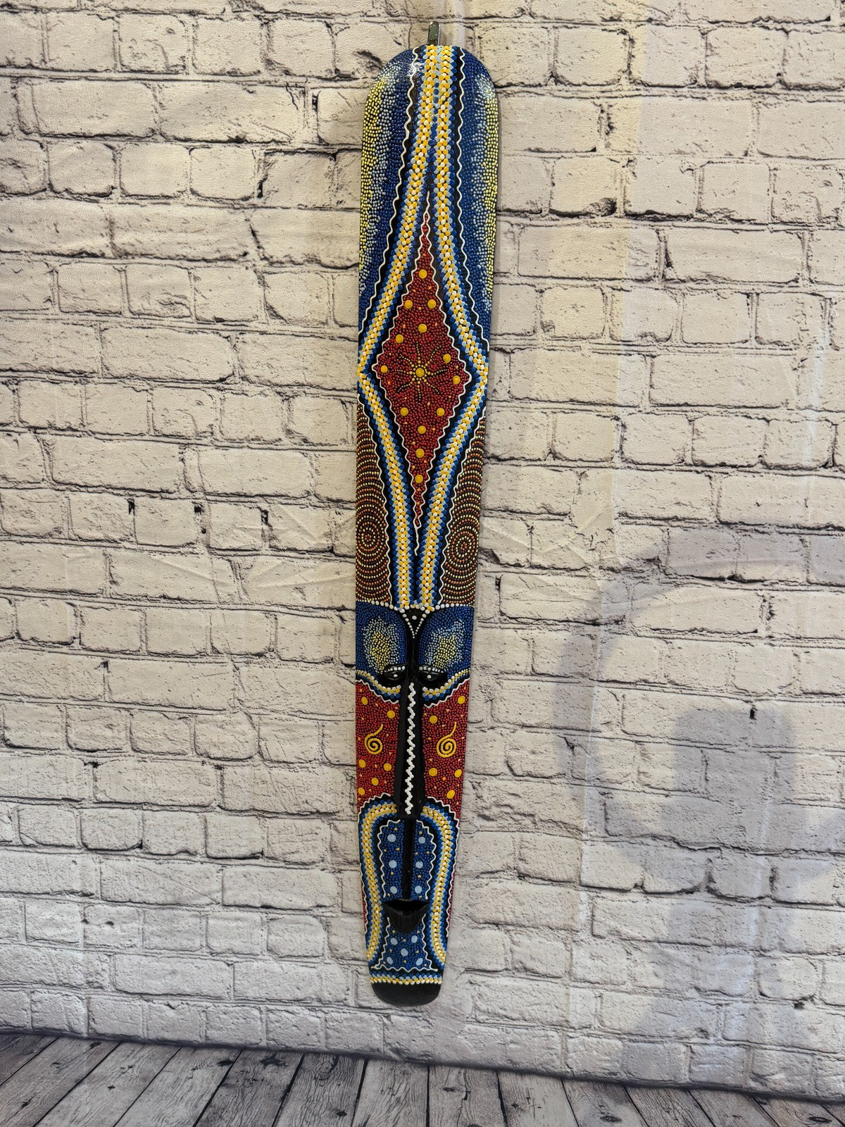 100cm Mask Carved Wooden Dot Painted Ethnic Tribal Tiki Wall Art No 2 New2