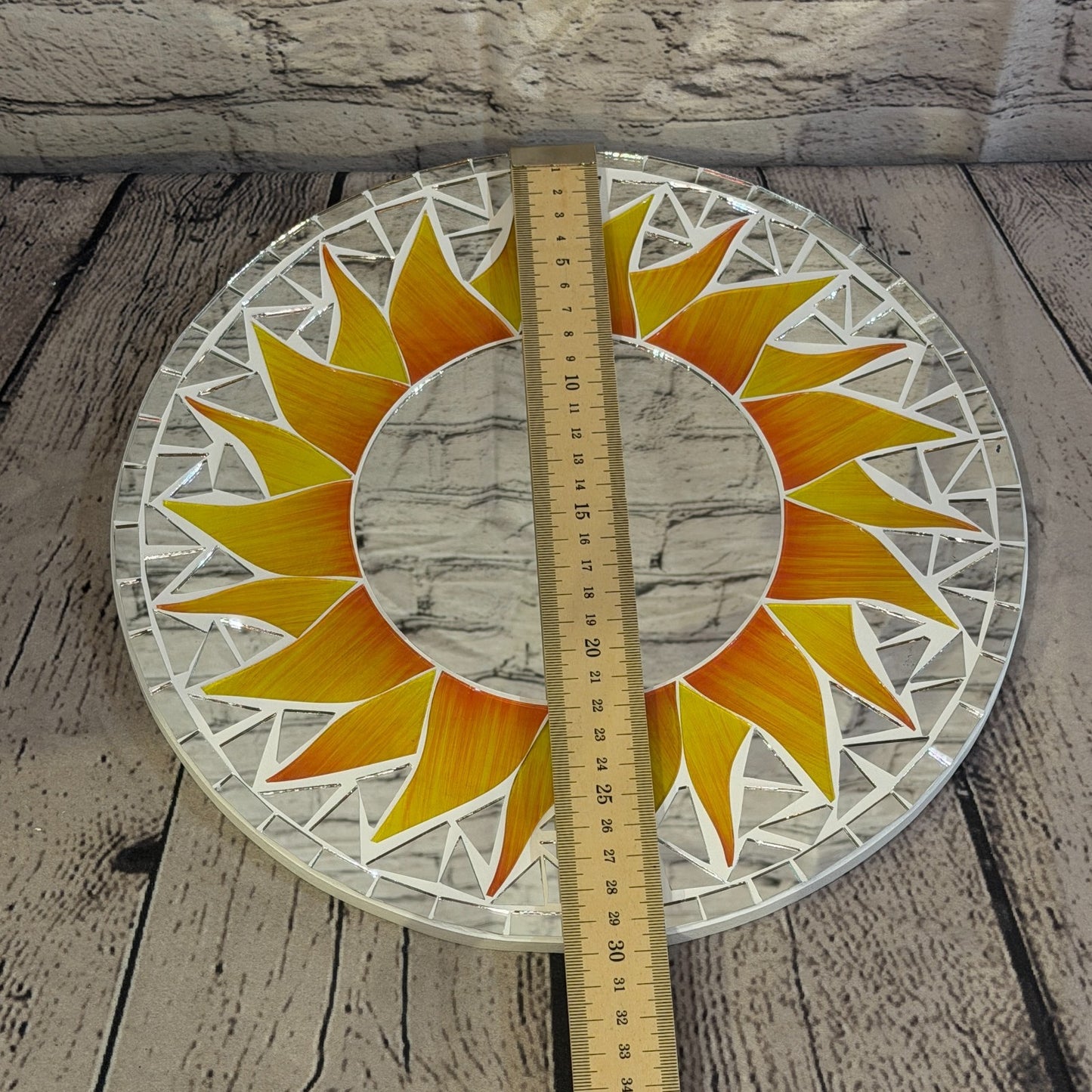 Orange Sun Flame Mosaic Tile Wall Mirror 30cm x 30cm 12 Inches Handmade4