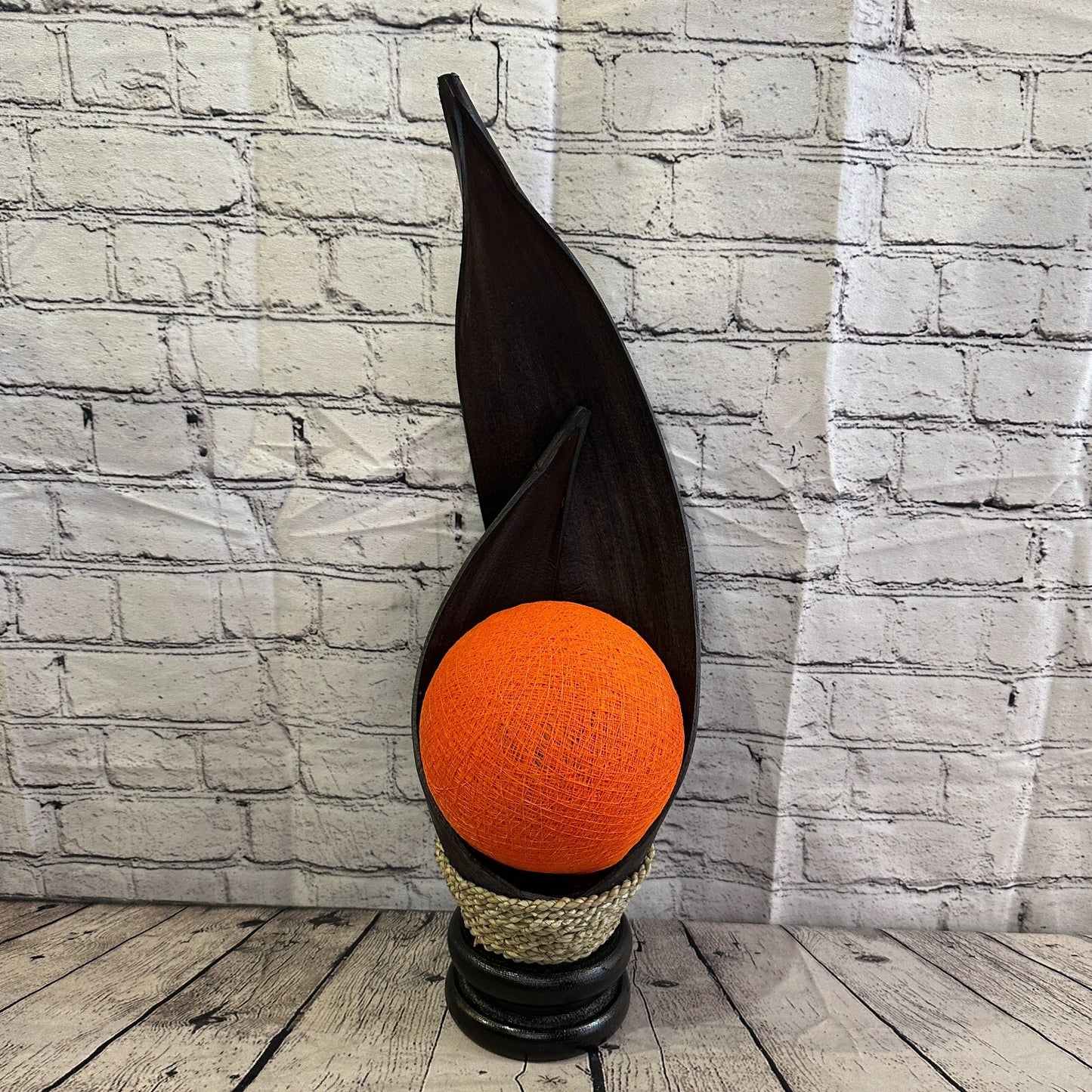 Orange Dark Brown Natural 60cm Tall Leaf Lamp Twist LED UK Mains Plug Design 40