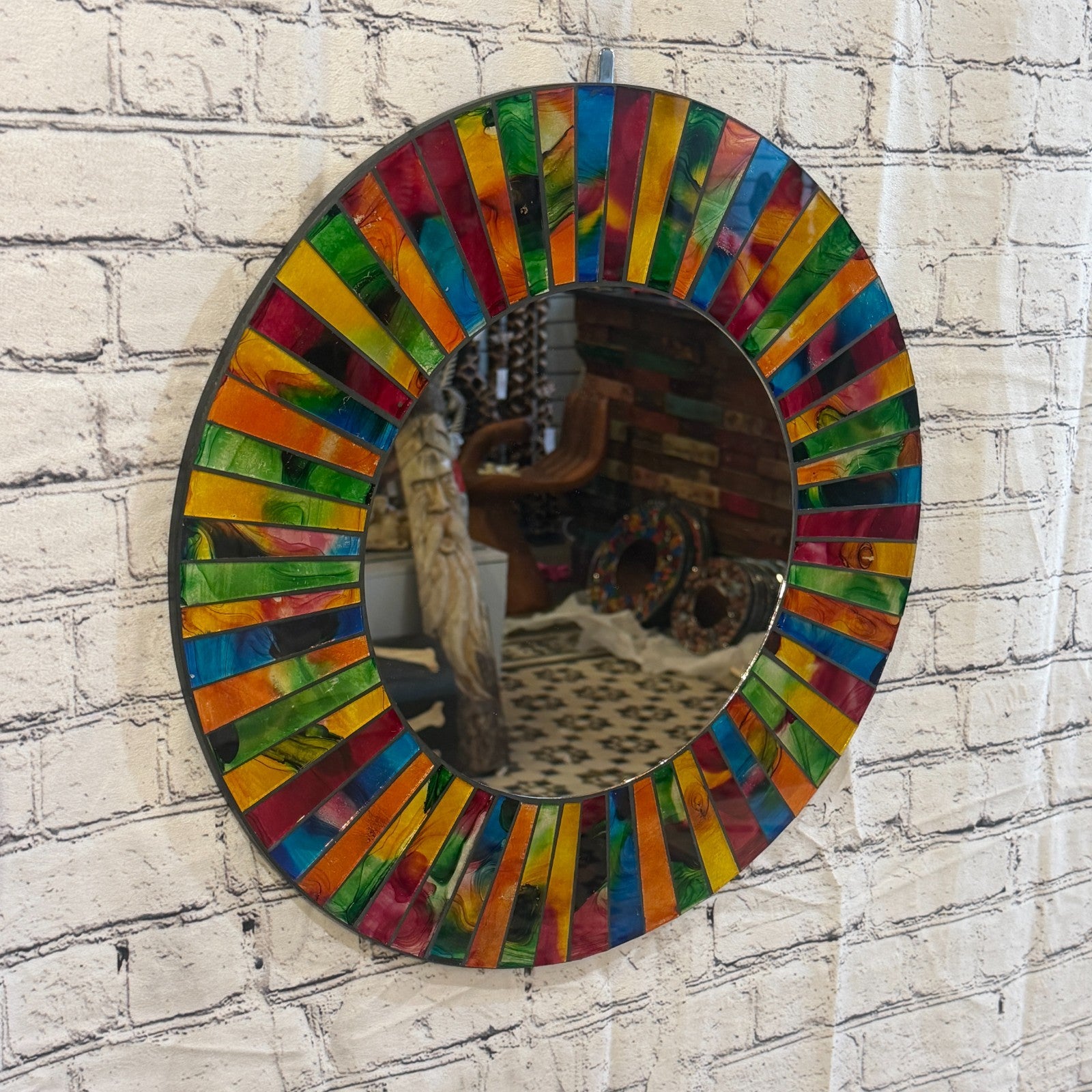 Rainbow Line Black Mosaic Tile Wall Mirror 50cm x 50cm 20 Inches Handmade0