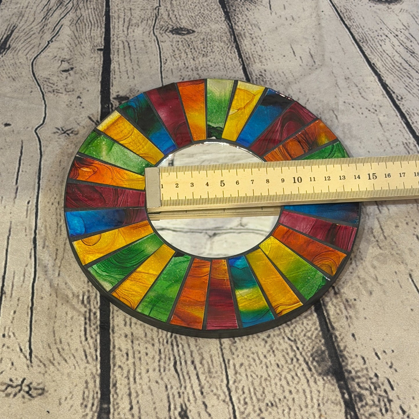 Rainbow Line Black Mosaic Tile Wall Mirror 20cm x 20cm 8 Inches Handmade5
