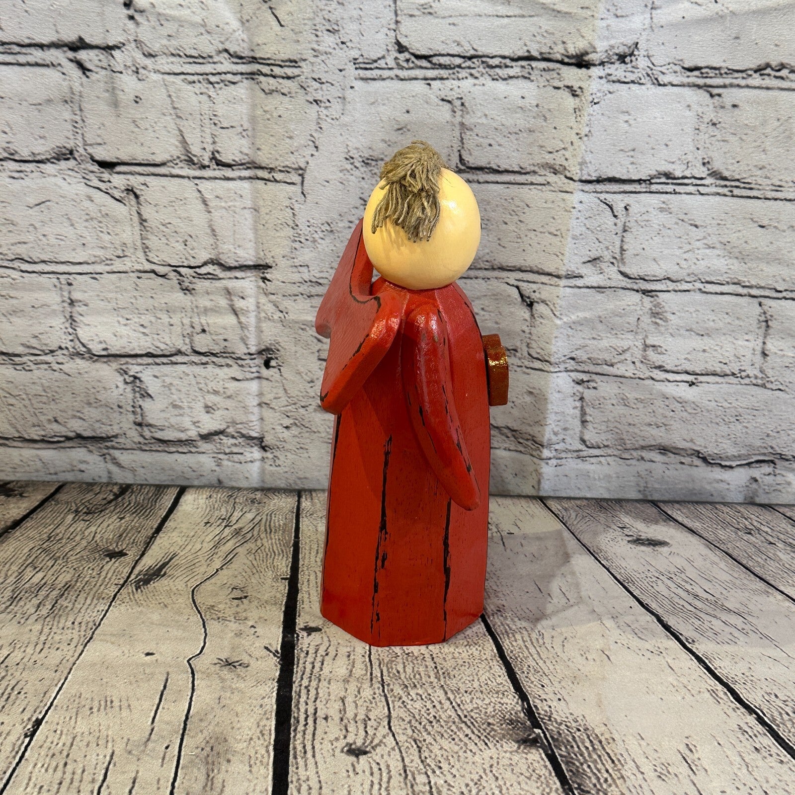 25cm x 10cm Red Cream Angel Red Heart Handcrafted Wood Xmas Christmas Ornament3