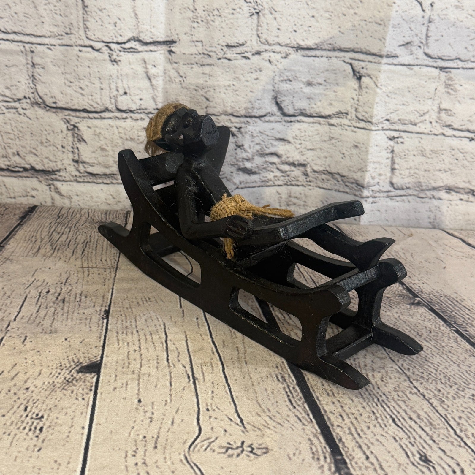25cm Long Sun Lounger African Tribal Warrior Man Figure Statue Wood Hand Carved2