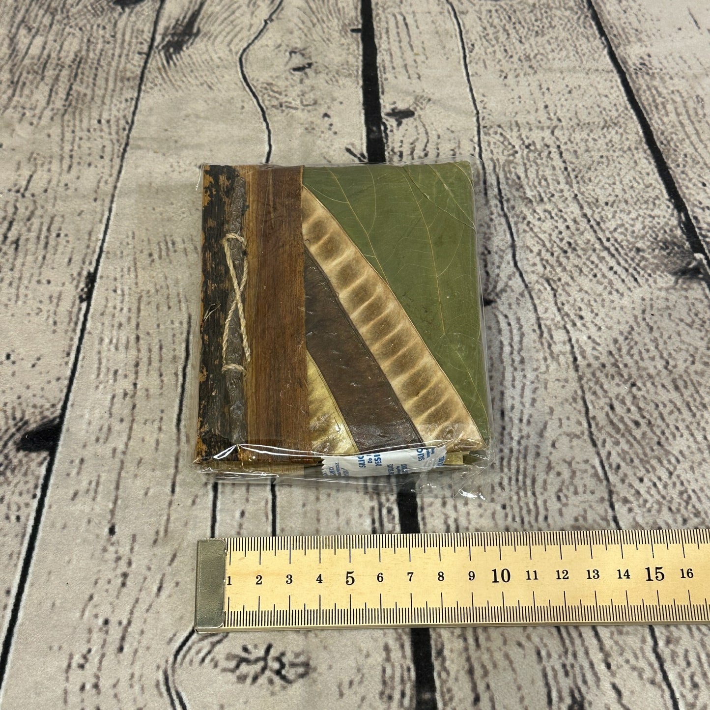 Natural Leaf Note Book 12cm x 10cm With Paper Made From Bamboo Pulp Design 22