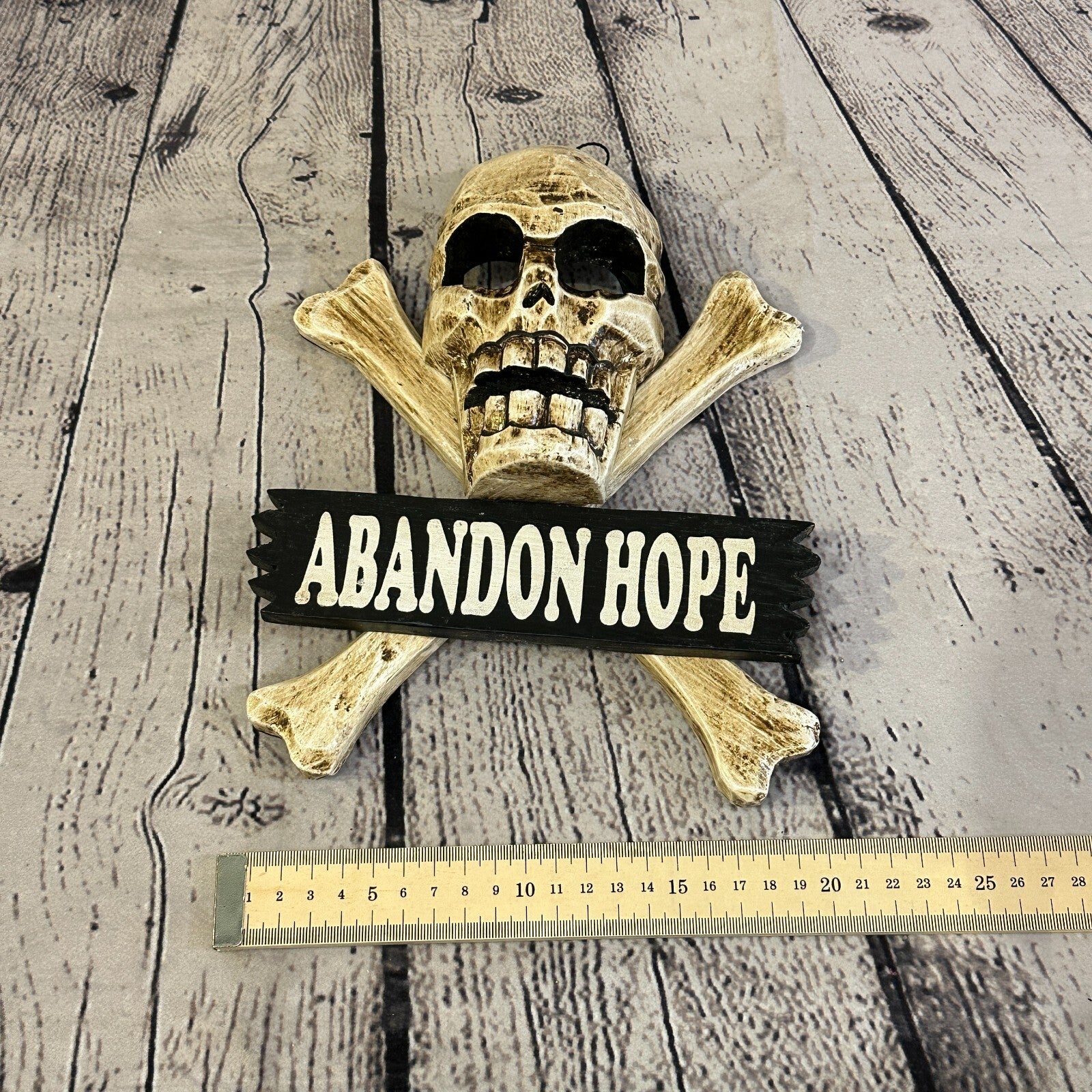Skull & Crossbones Abandon Hope Pirate Sign Door Plaque 20cm x 20cm Handmade4
