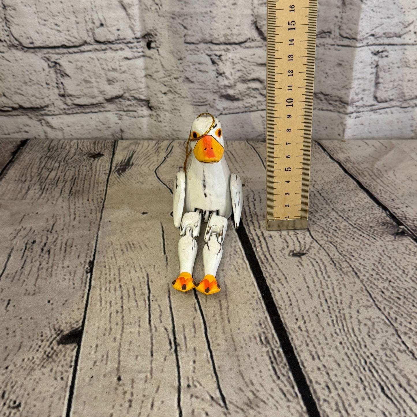10cm White Duck Sitting Animal Wooden Shelf Ornament Handmade Fairtrade5