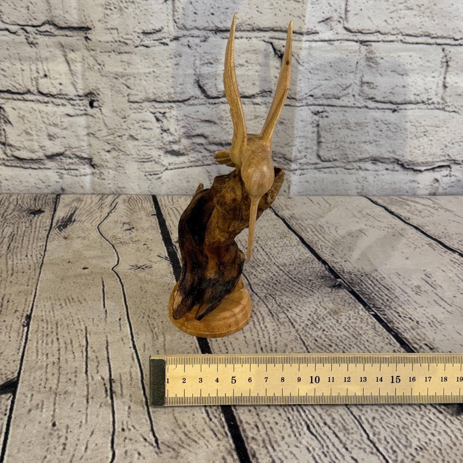 20cm Single Humming Bird Mushroom Parasite Ornament Natural Carving Wooden7