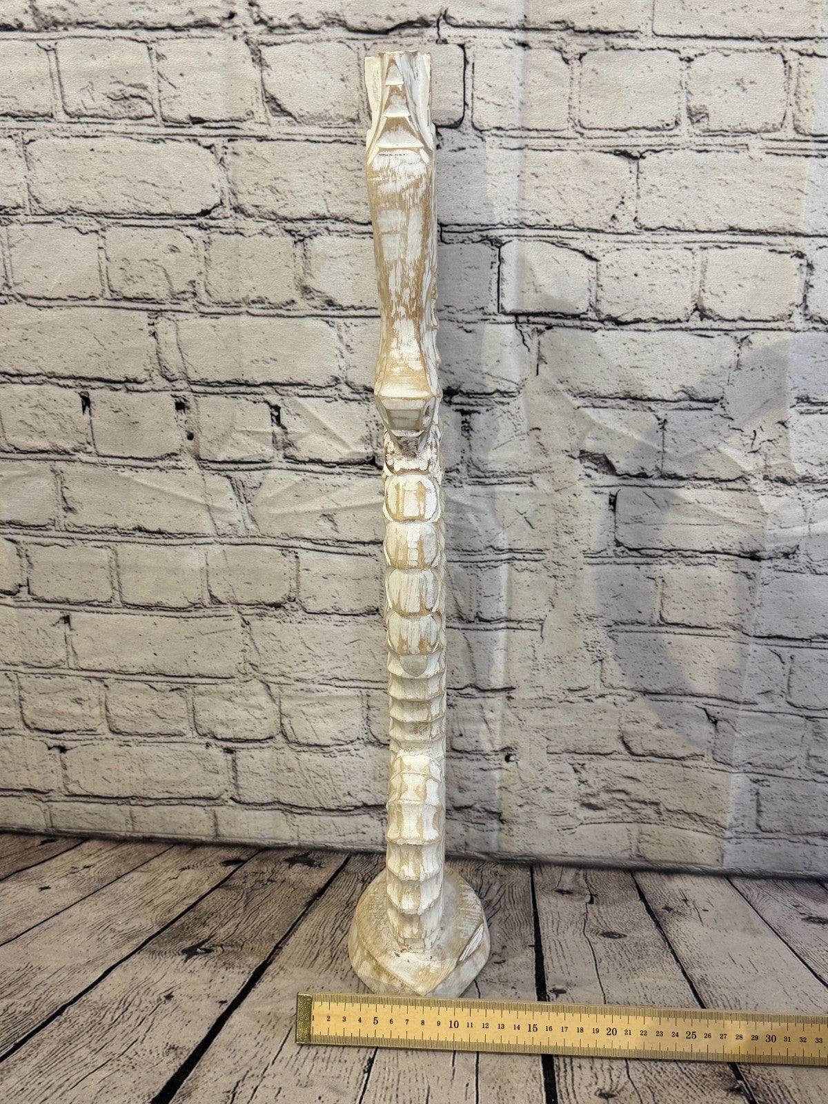 60cm White Wooden Shabby Seahorse Statue Ornament Fair Trade Handcarved7