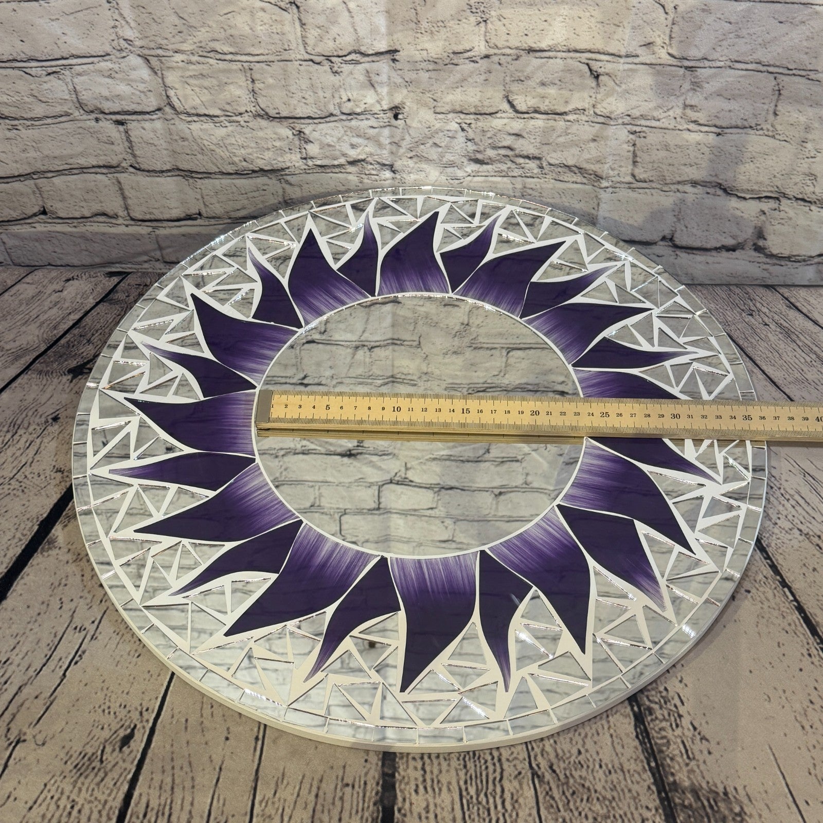 Purple Sun Flame Mosaic Tile Wall Mirror 50cm x 50cm 20 Inches Handmade5
