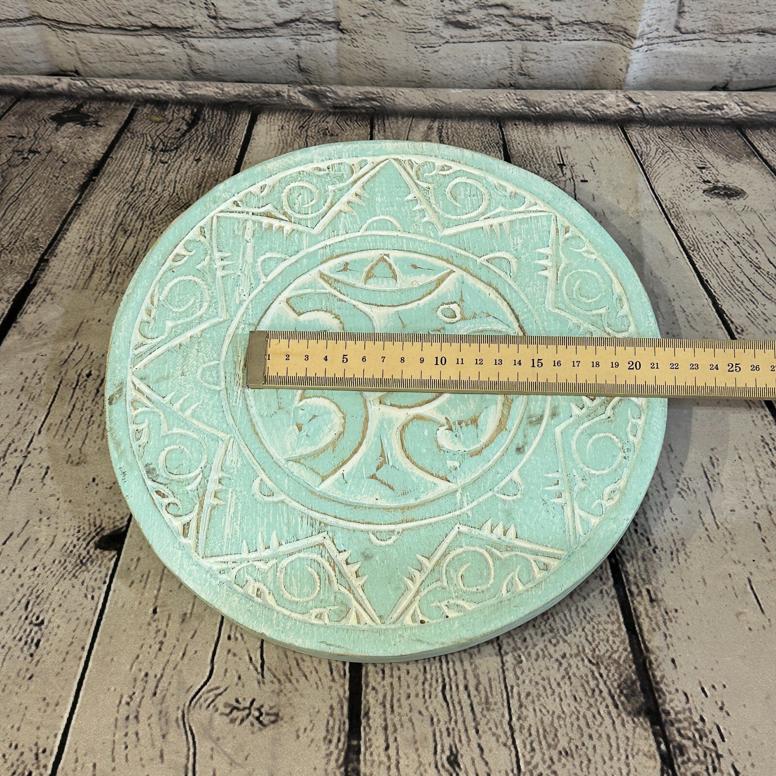 30cm Blue Style Wall Decoration Om Lucky Coin Designer Mask Wooden Handmade6