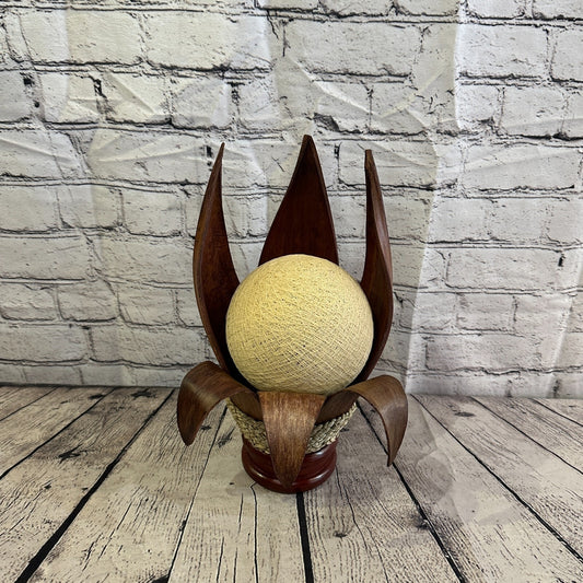 White Light Brown Natural 35cm Tall Leaf Lamp Twist LED UK Mains Plug Design 30