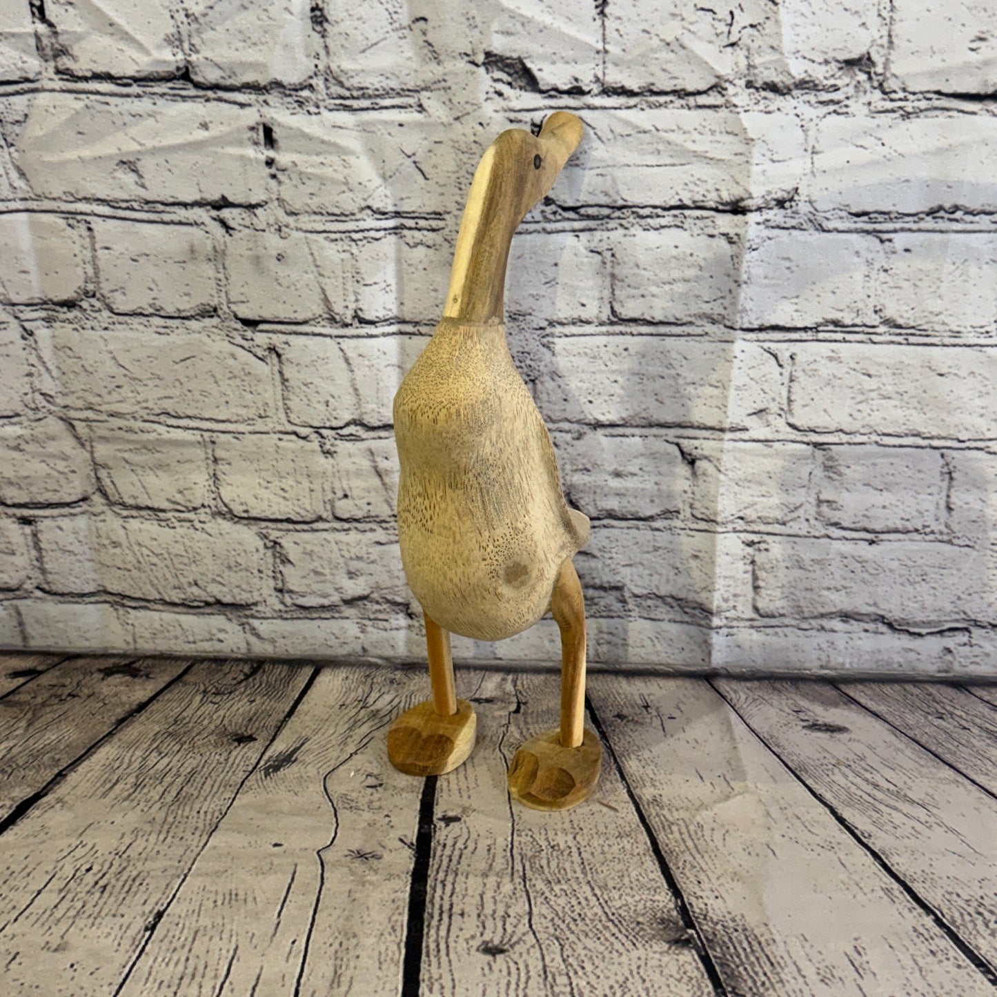 Looking Back 30cm Tall Wooden Smooth Duckling Baby Duck Bamboo Root Fairtrade4