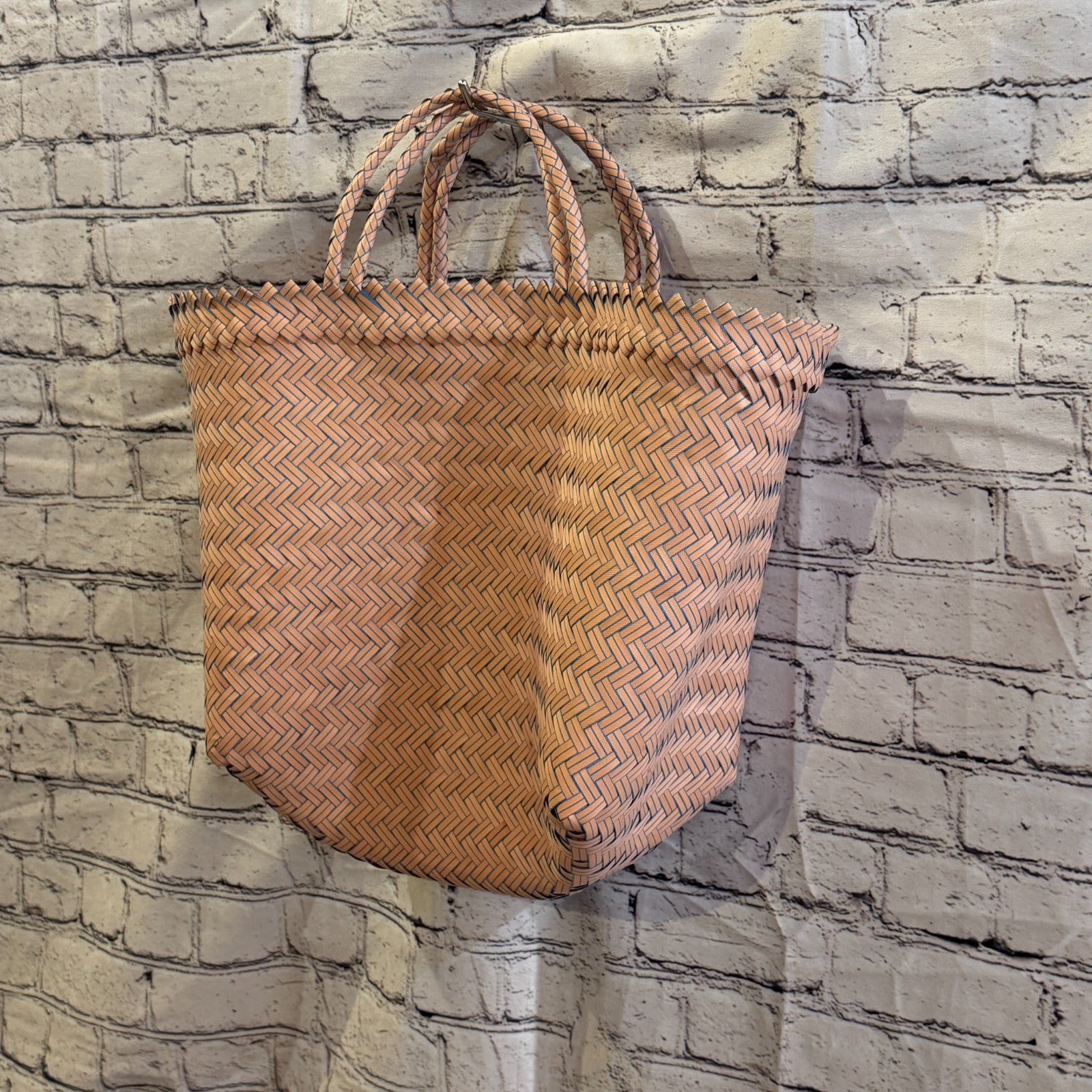 Brown 40cm Handwoven Tote Bag Recycled Plastic Eco-Friendly Market Beach1