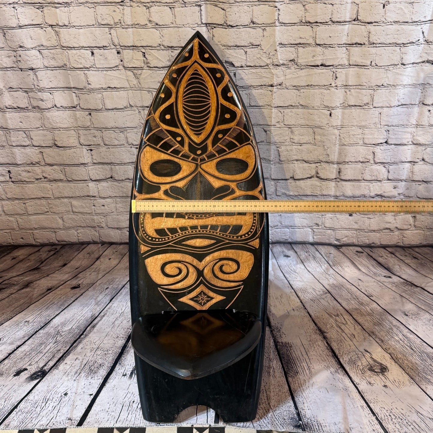 100cm Tiki Surf Board Shape African Birthing Chair Hand Carved Wooden Tribal5