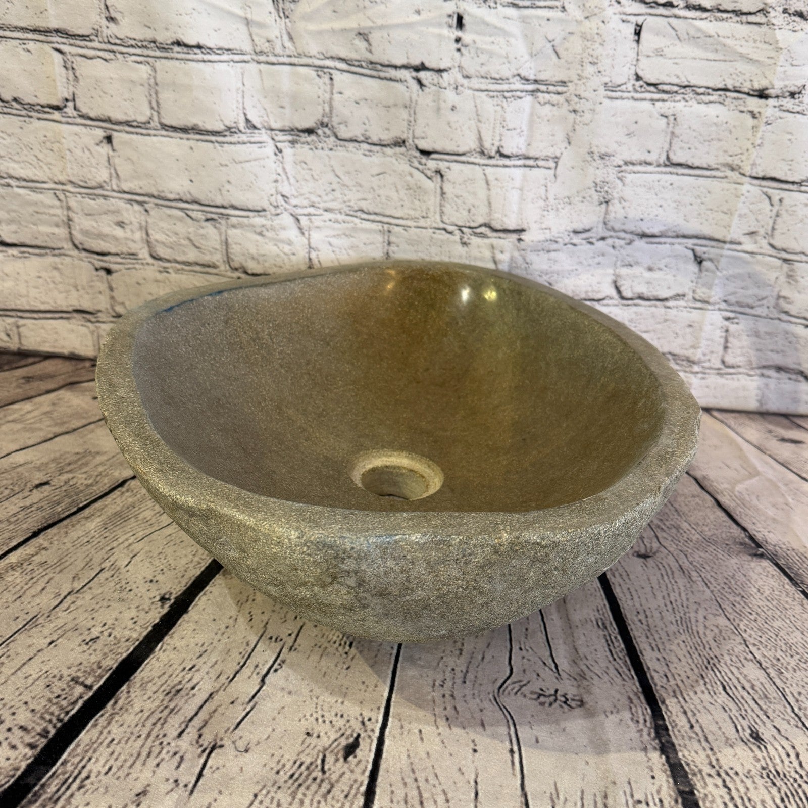 43cm x 35cm Wash Basin Bathroom Counter Top Washing River Stone Bowl Sink No 361