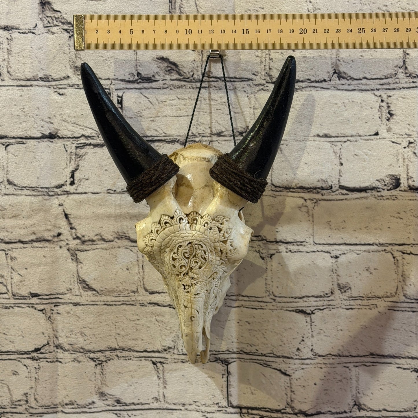 30cm Carved Buffalo Ram Wild Replica Skulls Wall Hanging Carved Stand Design 44