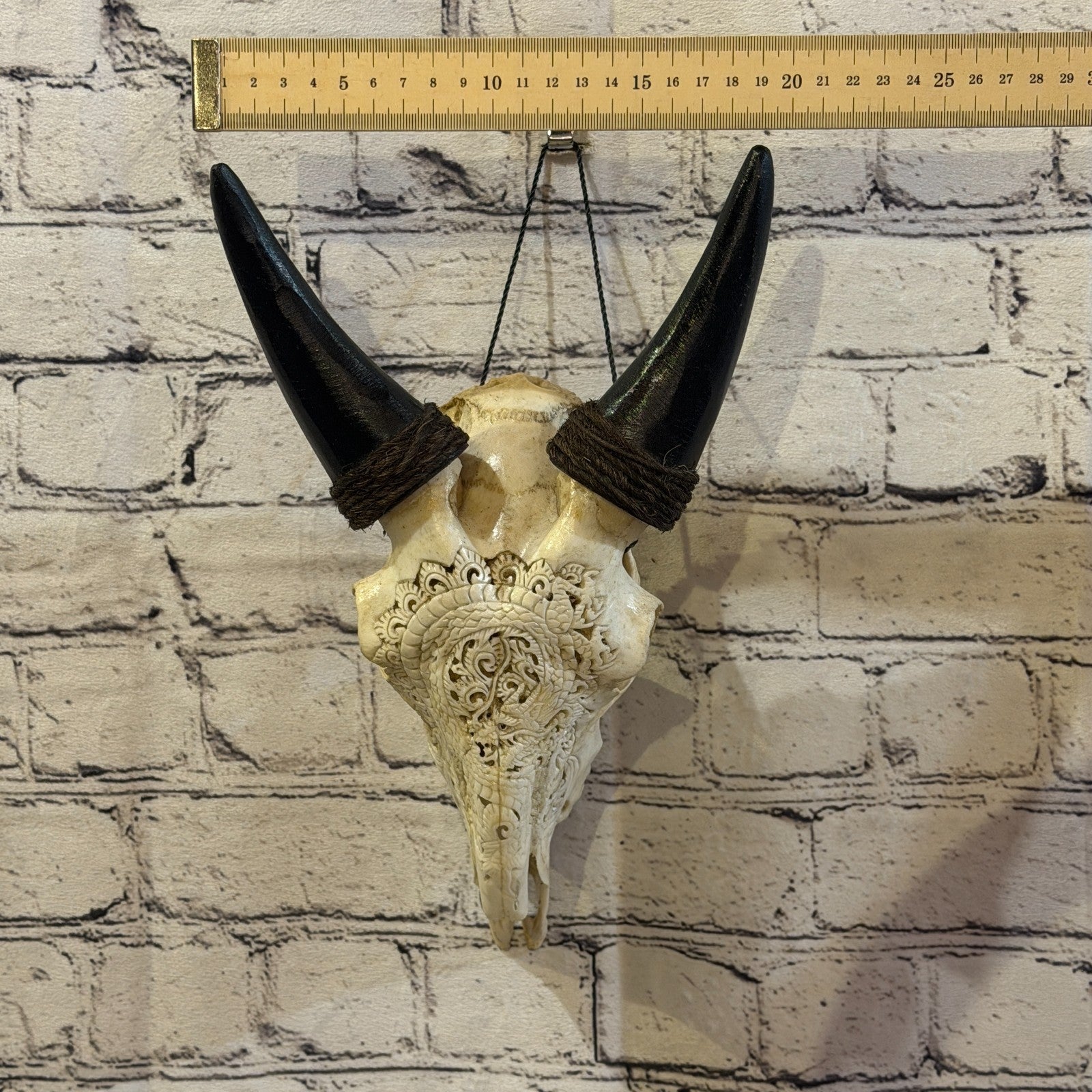 30cm Carved Buffalo Ram Wild Replica Skulls Wall Hanging Carved Stand Design 44