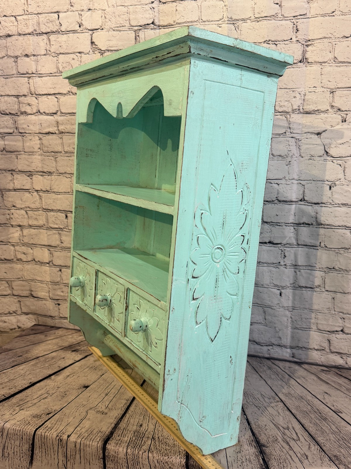 75cm x 55cm x 25cm Blue 3 Draws Wooden Cabinet Living Hallway Storage Furniture1