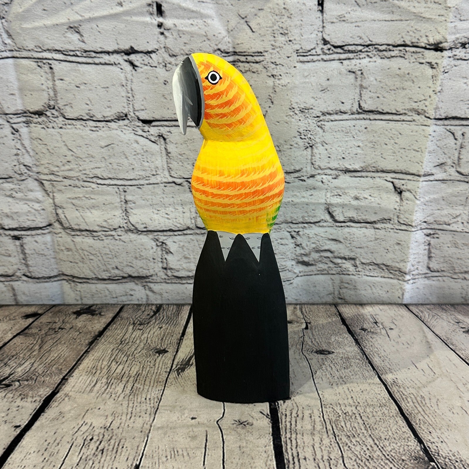 30cm Yellow Parrot Bird Ornament Statue Fair Trade Hand Made Carved Wood6