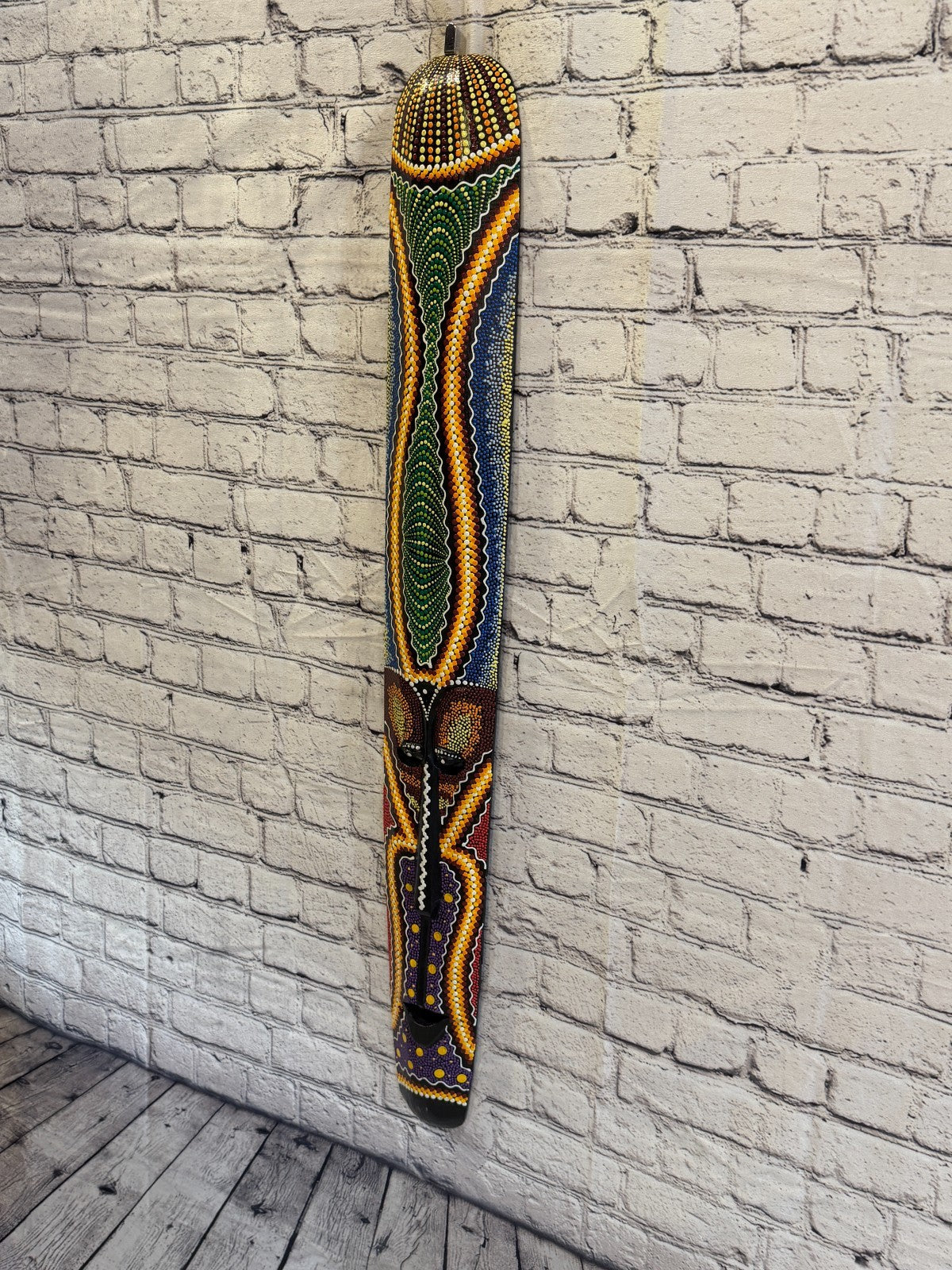 100cm Mask Carved Wooden Dot Painted Ethnic Tribal Tiki Wall Art No 3 New1