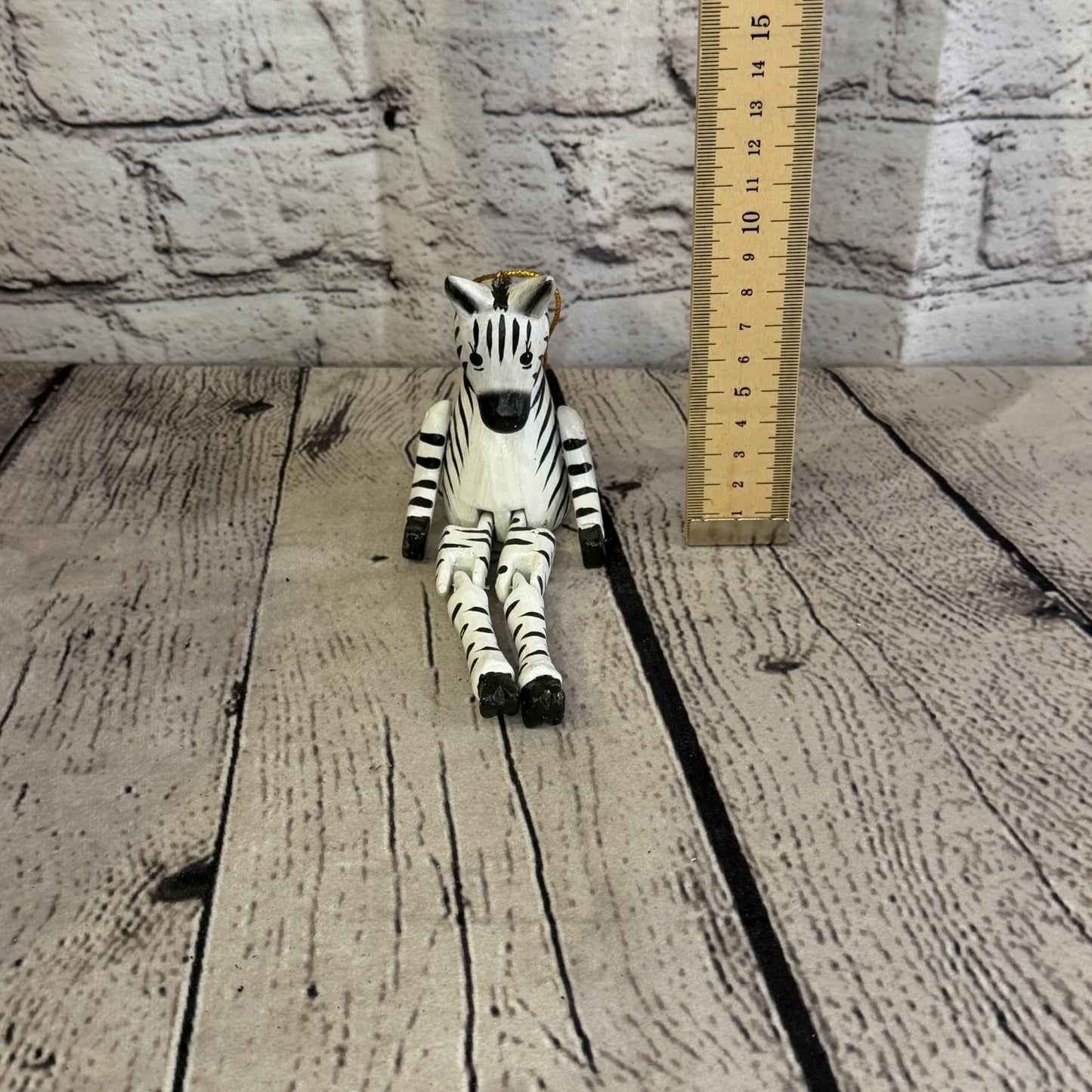 10cm White Black Zebra Sitting Animal, Wooden Shelf Ornament Handmade Fairtrade5