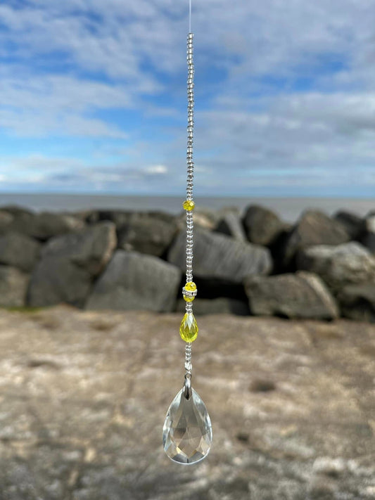 DIY Yellow Teardrop Light Catcher Kit Window Garden Wall Hanging Wind Chime0
