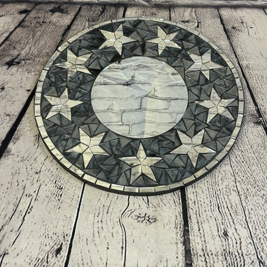 Black Star Mosaic Tile Wall Mirror 30cm x 30cm 12 Inches Handmade New0