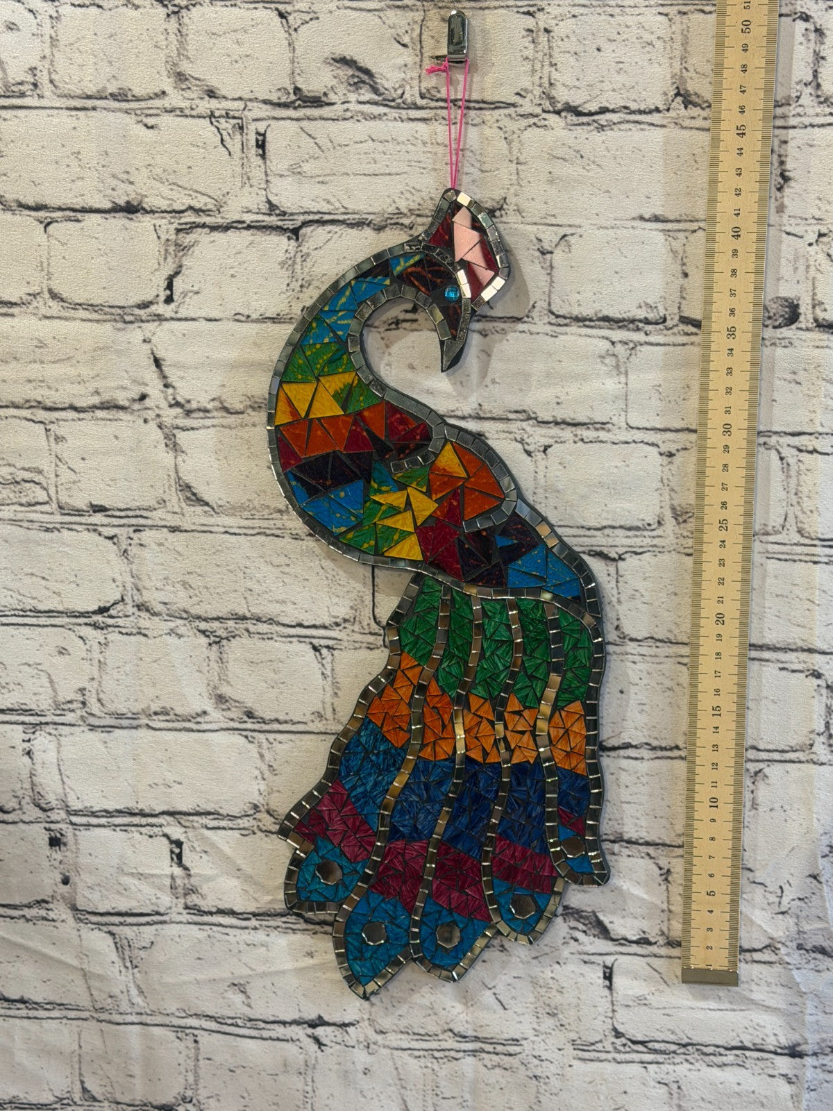 Rainbow Mulitcoloured Peacock Mosaic Tile Wall Mirror 45cm x 20cm Handmade New4