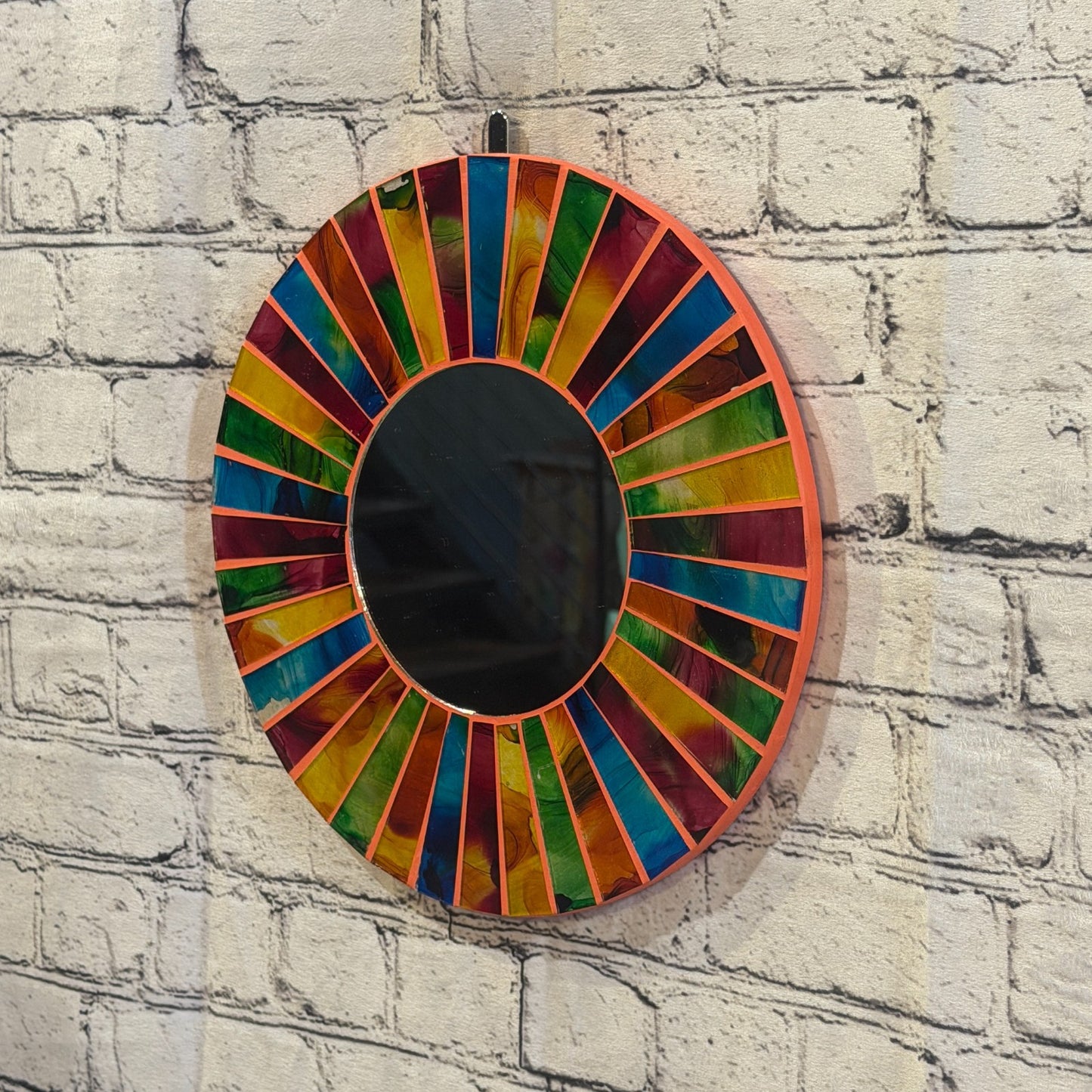 Rainbow Line Terracotta Mosaic Tile Wall Mirror 30cm x 30cm 12 Inches Handmade1