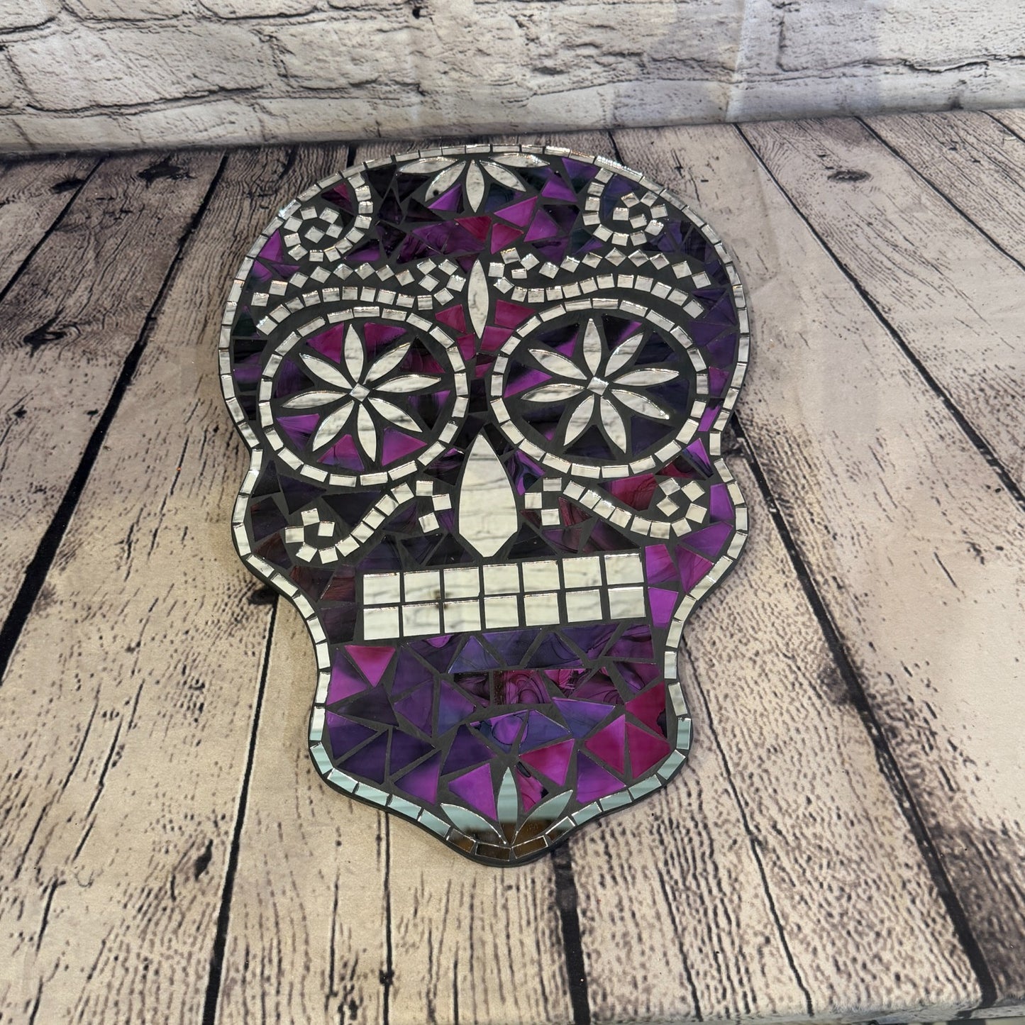 Purple Skull Mosaic Tile Wall Mirror 40cm x 28cm 16 Inches Handmade New3