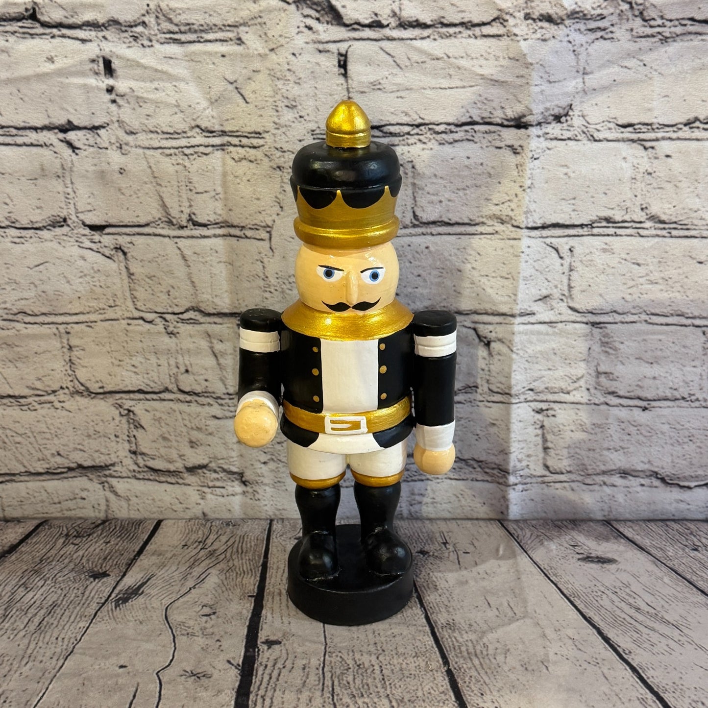 30cm Black Top Hat Nut Cracker Soldier Handcrafted Wood Xmas Christmas Ornament1