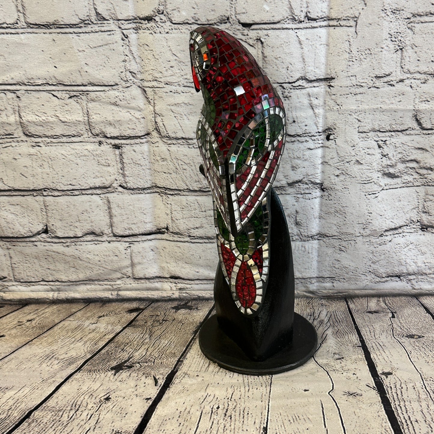 30cm Mosaic Parrot Bird Ornament Statue Fair Trade Handmade Carved Wood Design 33