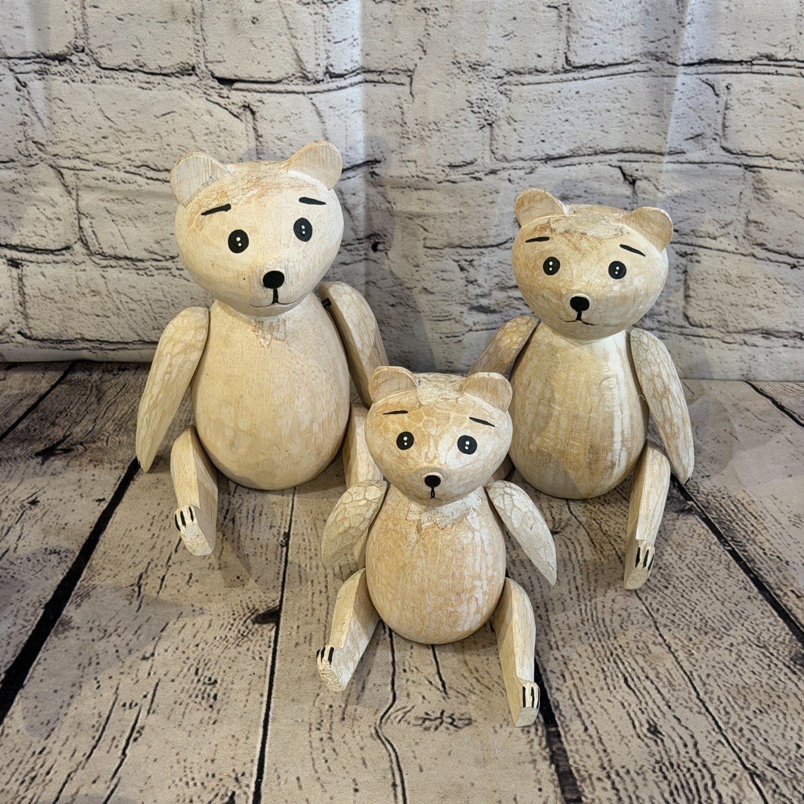 15cm Brown Teddy Bear Sitting Animal, Wooden Shelf Ornament Handmade & Fairtrade8