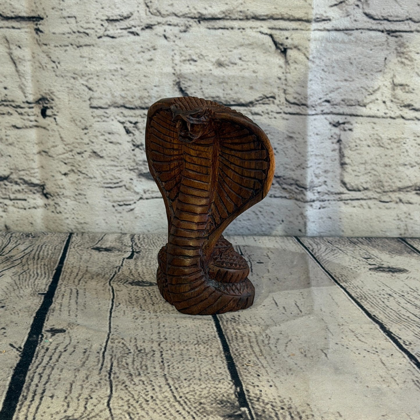 12cm x 8cm Wooden Cobra Exquisite Detailing Snake Ornament Hand Carved1