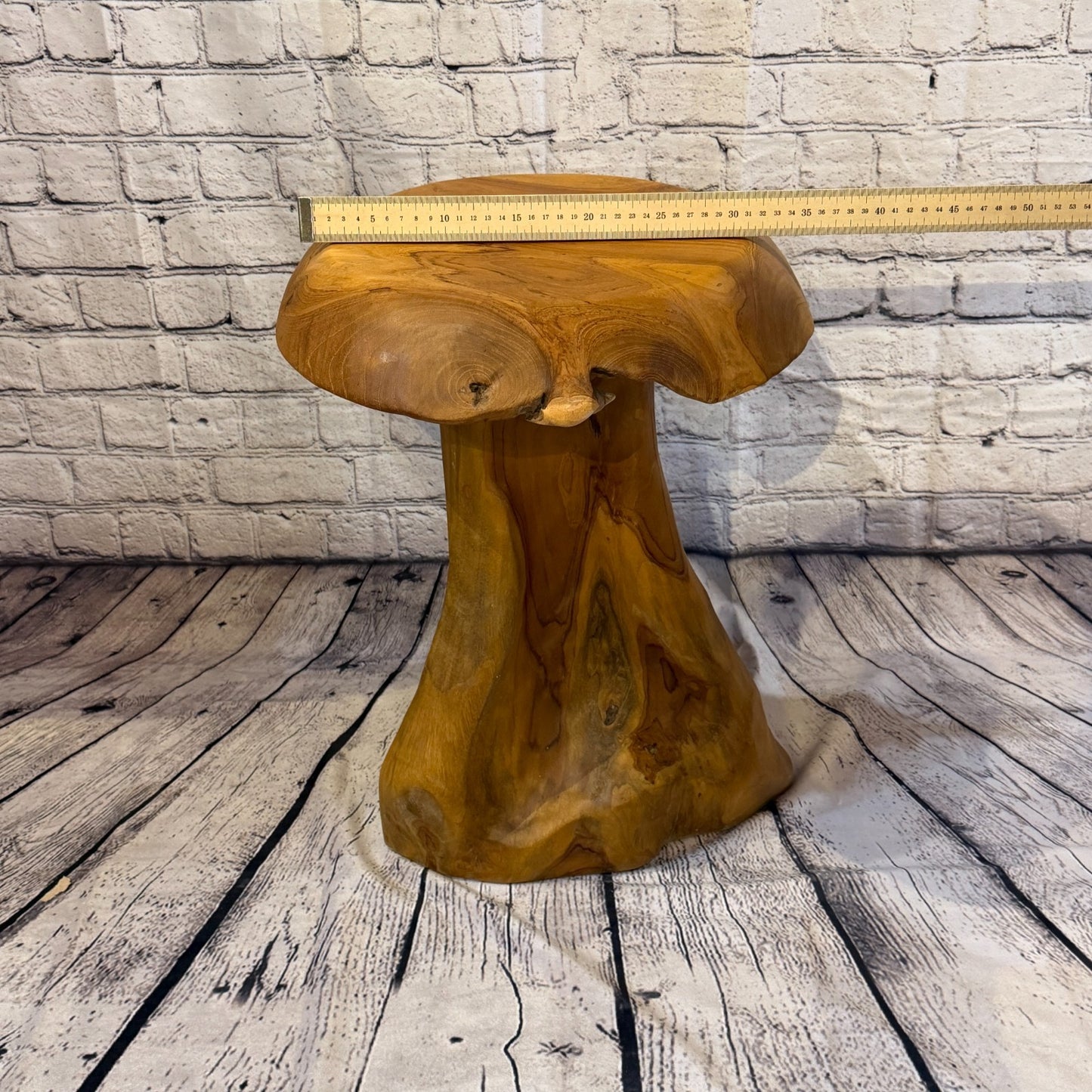 50cm x 35cm Flat Wooden Mushroom Toadstool Sculpture Garden Teak Root Ornament6