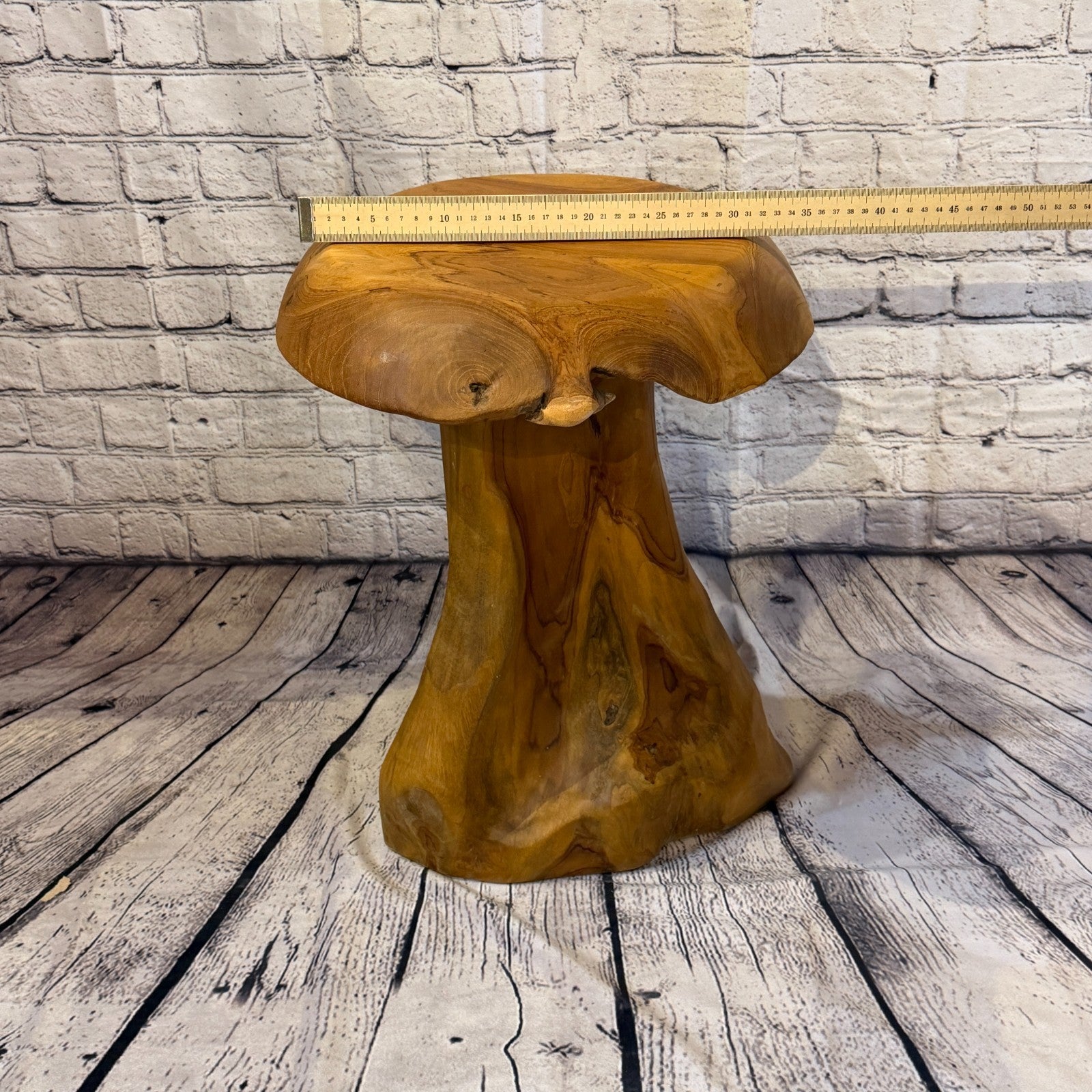 50cm x 35cm Flat Wooden Mushroom Toadstool Sculpture Garden Teak Root Ornament6